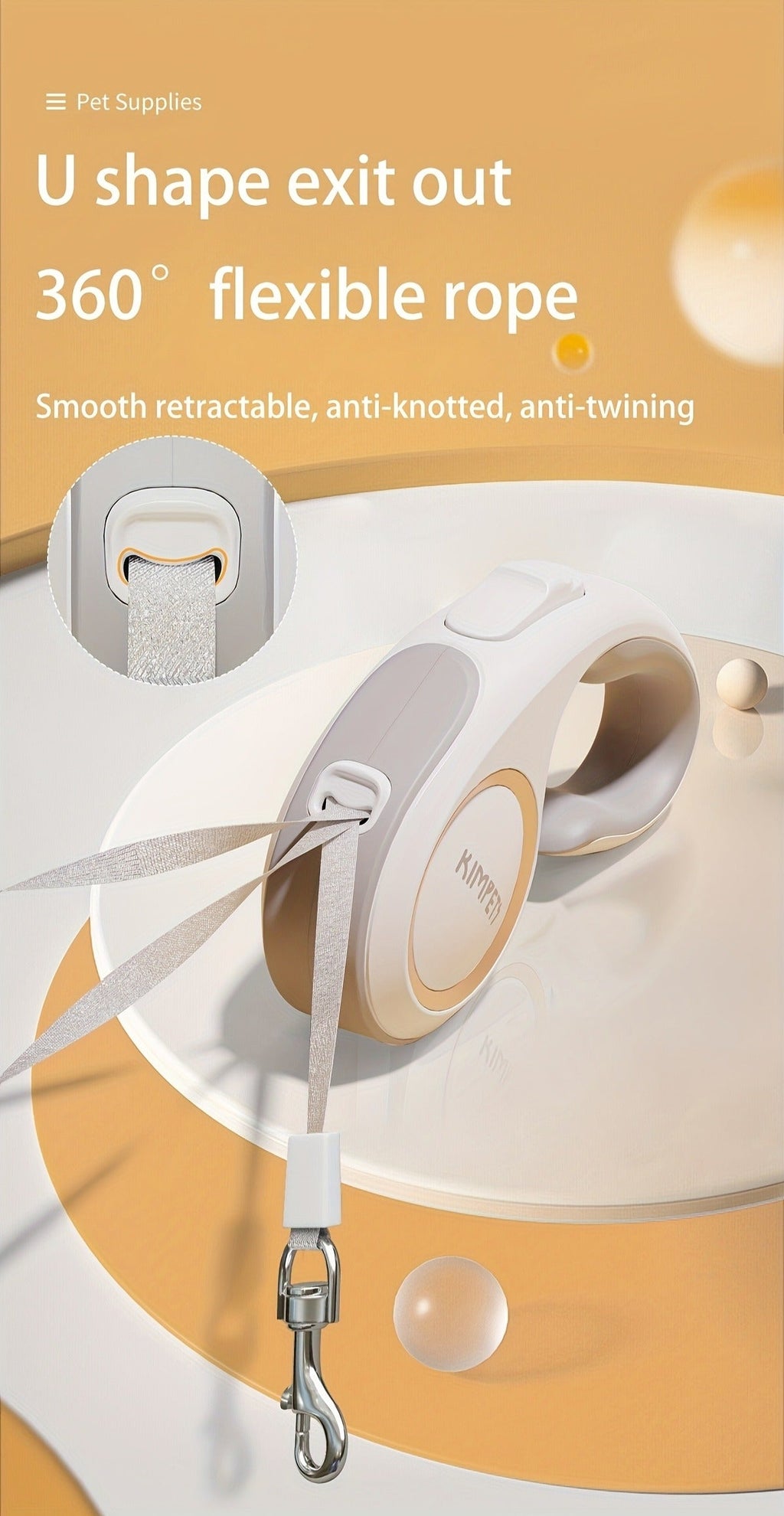Retractable Dog Leash with 16-Foot Tape, One-Button Lock and Six Champagne, White or Blue Size Options — image 15