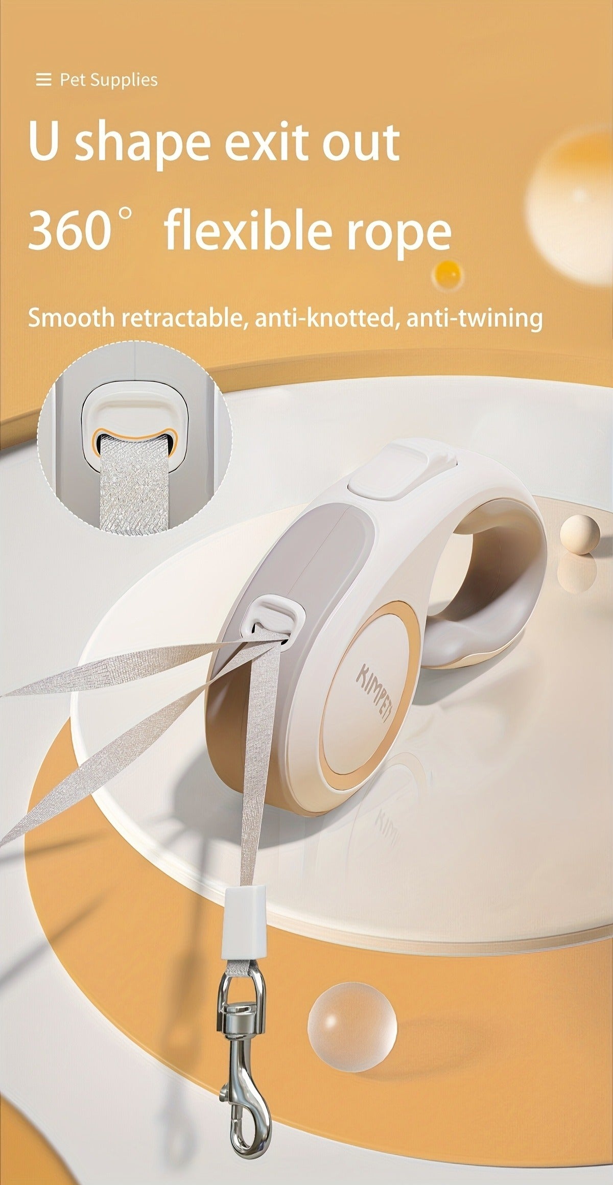 Retractable Dog Leash with 16-Foot Tape, One-Button Lock and Six Champagne, White or Blue Size Options — image 15