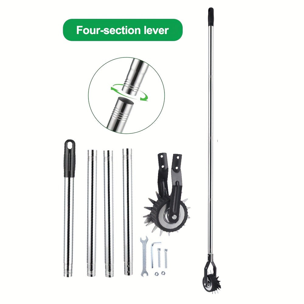Wheeled Lawn Edger Manual Rotary Trimmer with 3/4-Section Stainless Steel Handle – Walk-Behind Grass Edger for Sidewalk — ima
