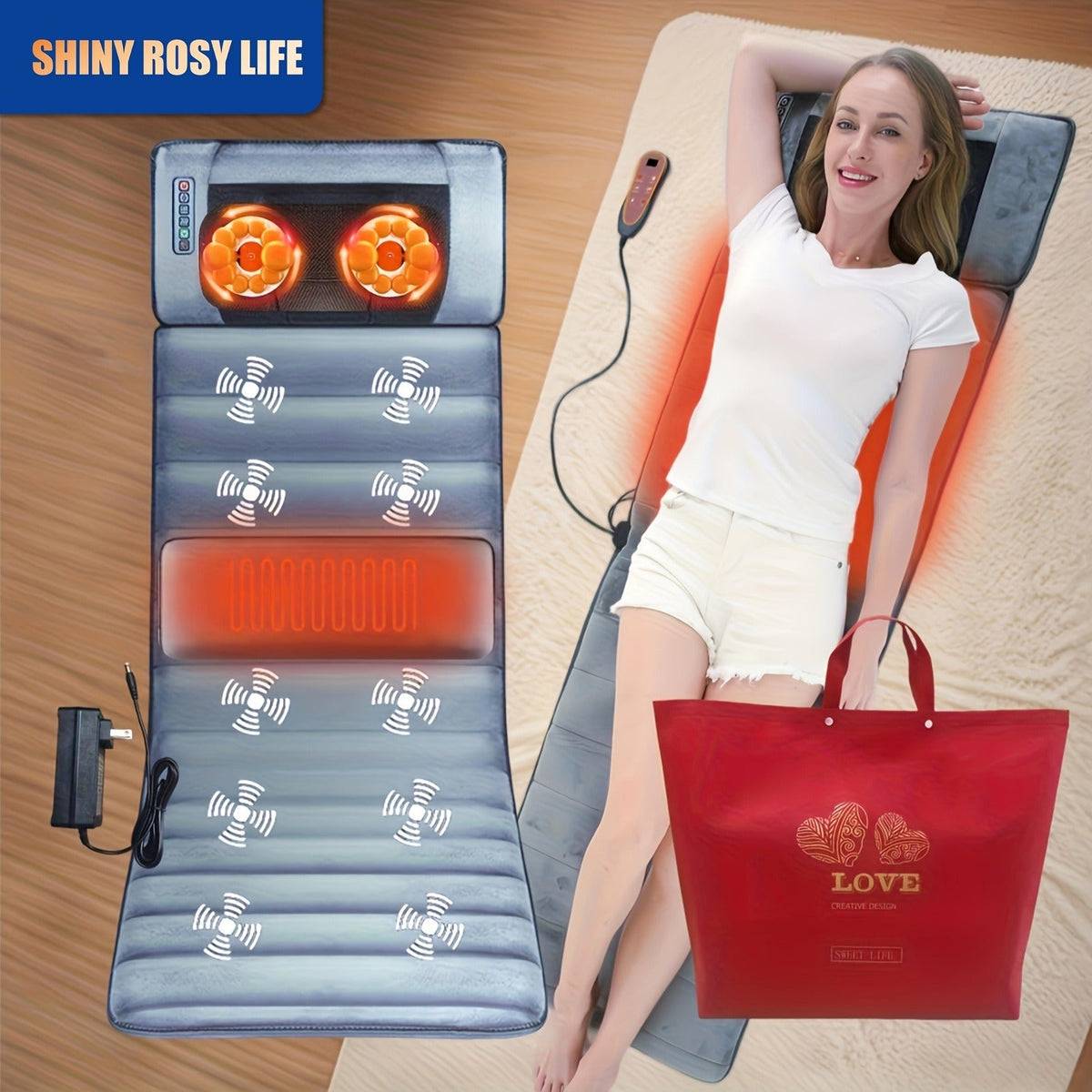 EMS Leg Massager Full Body Massage Pad 10-Zone Wave Vibration Kneading Pillow with Foot Calf Massager Hot Compress & Storage 