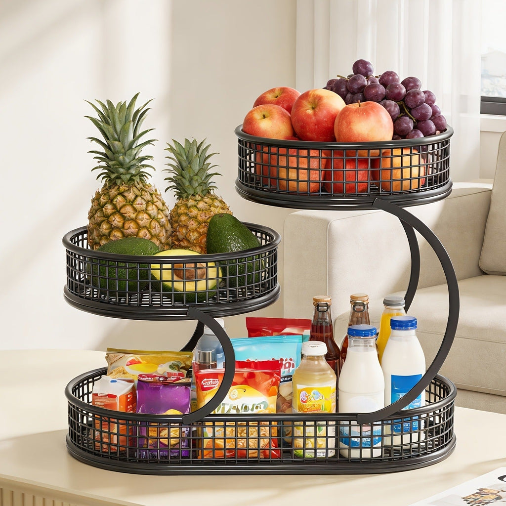 Fruit Basket with Two Round Bowls and 15.75-Inch Rectangular Base Tray — image 8