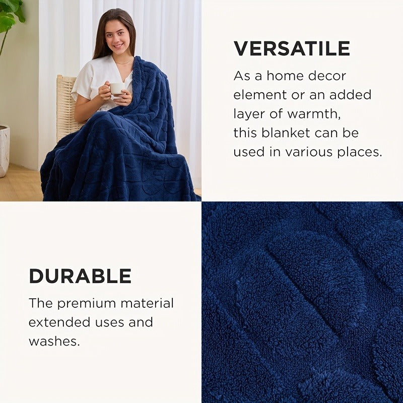 Raised Geometric Throw Blanket in White, Blue or Grey with 40 x 60, 60 x 80 and 80 x 90-Inch Size Options — image 10