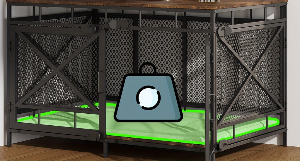 43-Inch Corner Dog Crate Furniture with Vintage Wood-Look Top, Metal Mesh Sides and Side Doors — image 11