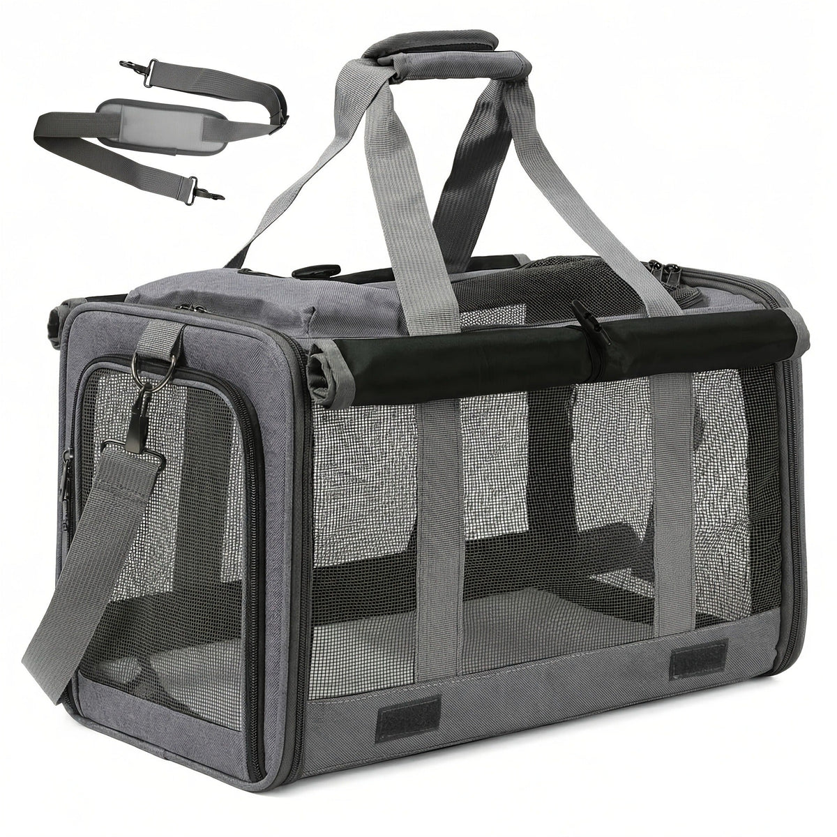 Soft-Sided Mesh-Panel Pet Carrier with Privacy Cover and Nine Color or Accessory Bundle Options — image 17