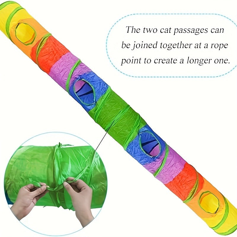 Cat Toy Rainbow Tunnel in S-Shaped or Three-Way Layouts with Peek Holes, Ball and One or Two-Pack Options — image 5