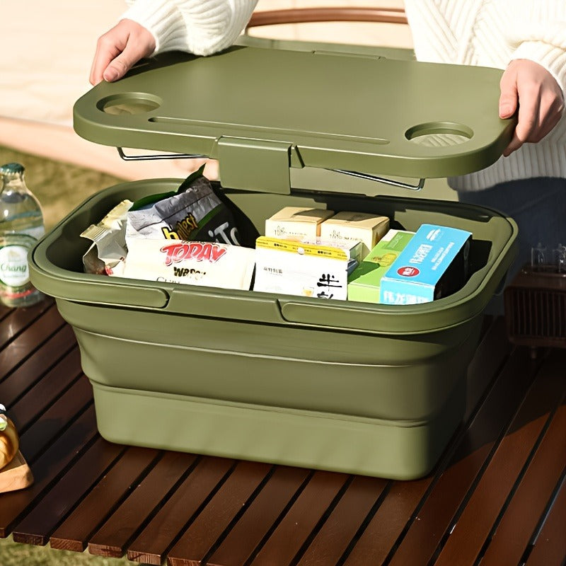 Picnic Basket Foldable with Detachable Table – Large Capacity Portable Camping Storage Basket with Handle — image 9