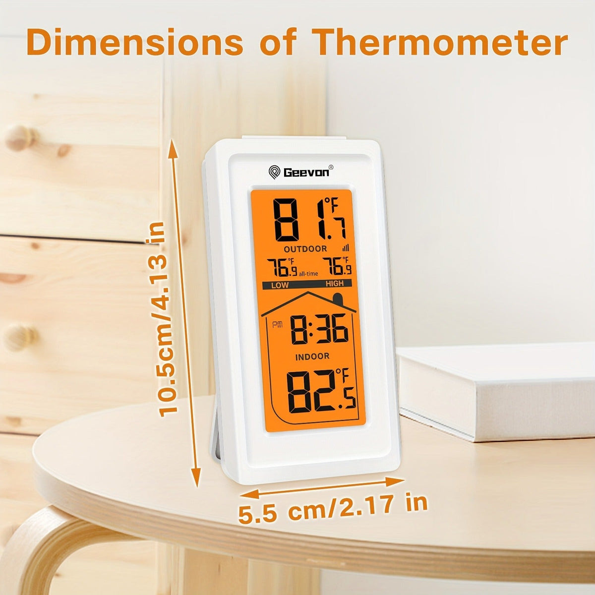 Indoor Outdoor Thermometer Hygrometer – Temperature Humidity Meter with Time Display, 48Hr History, Backlight & Ice Warning —