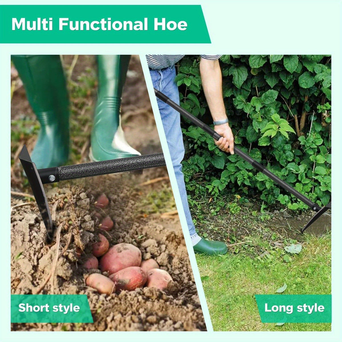 Garden Hoe Triangle Carbon Steel with Adjustable 15-72 Inch Long Handle, Sharp Triangular Blade for Weeding — image 7