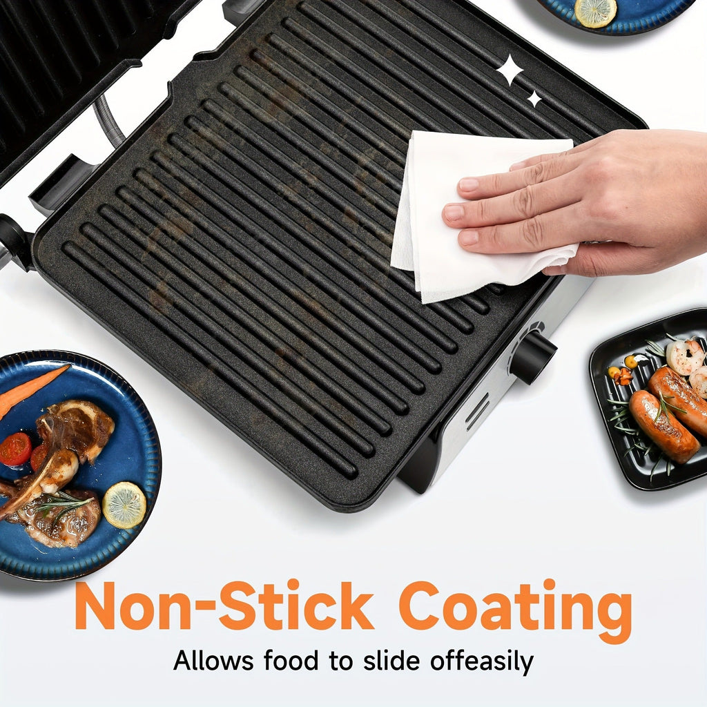 Sandwich Maker 3-in-1 Mini Indoor Grill & Panini Press, Non-Stick 180° Opening, Floating Hinge, 60-Min Timer — image 12