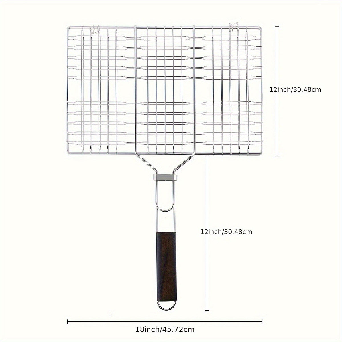 Grill Basket Stainless Steel Folding BBQ Grilling Basket for Fish Chicken Vegetables Shrimp Portable Outdoor Camping Barbecue