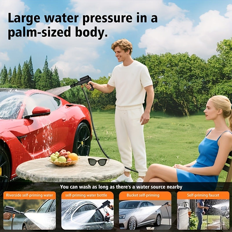 Portable Pressure Washer Cordless 980PSI, 3x 4000mAh Batteries, 5-in-1 Nozzle, Foam Cannon, 33FT Hose — image 8