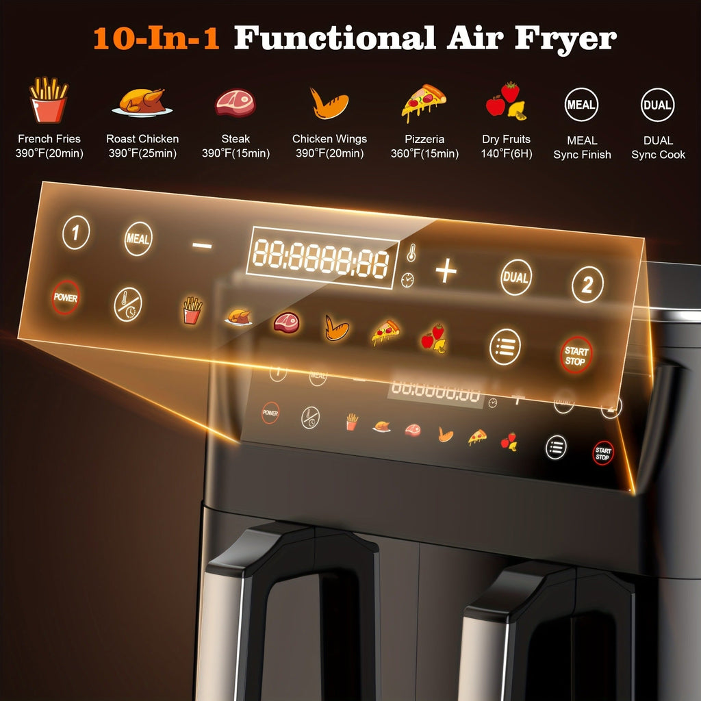 10Qt Dual-Basket Air Fryer with Two Viewing Windows, Sync Controls, Touch Panel and 50 Paper Liners — image 8