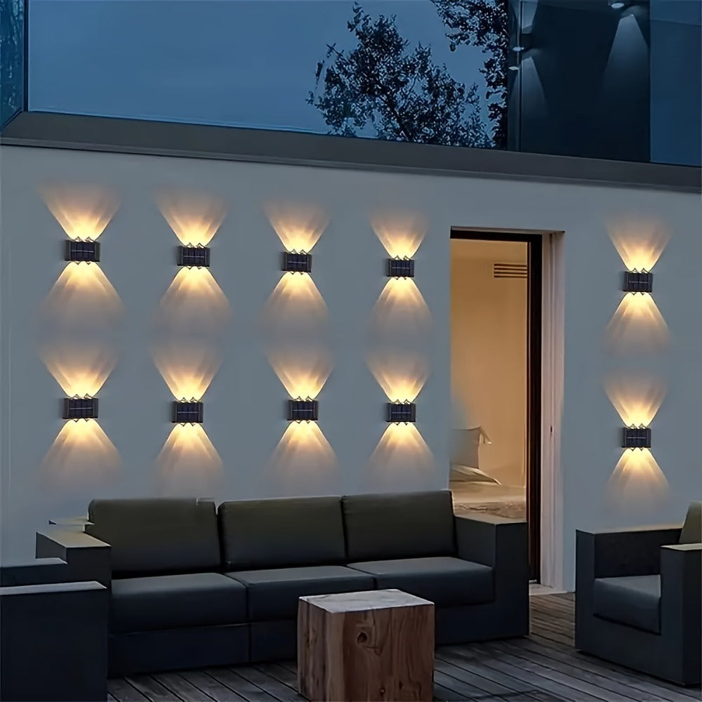 Solar Wall Light Outdoor 8 Pack 6 LED Deck Fence Garden Lamp Waterproof Auto Dusk to Dawn Courtyard Pathway Garage Yard Decor