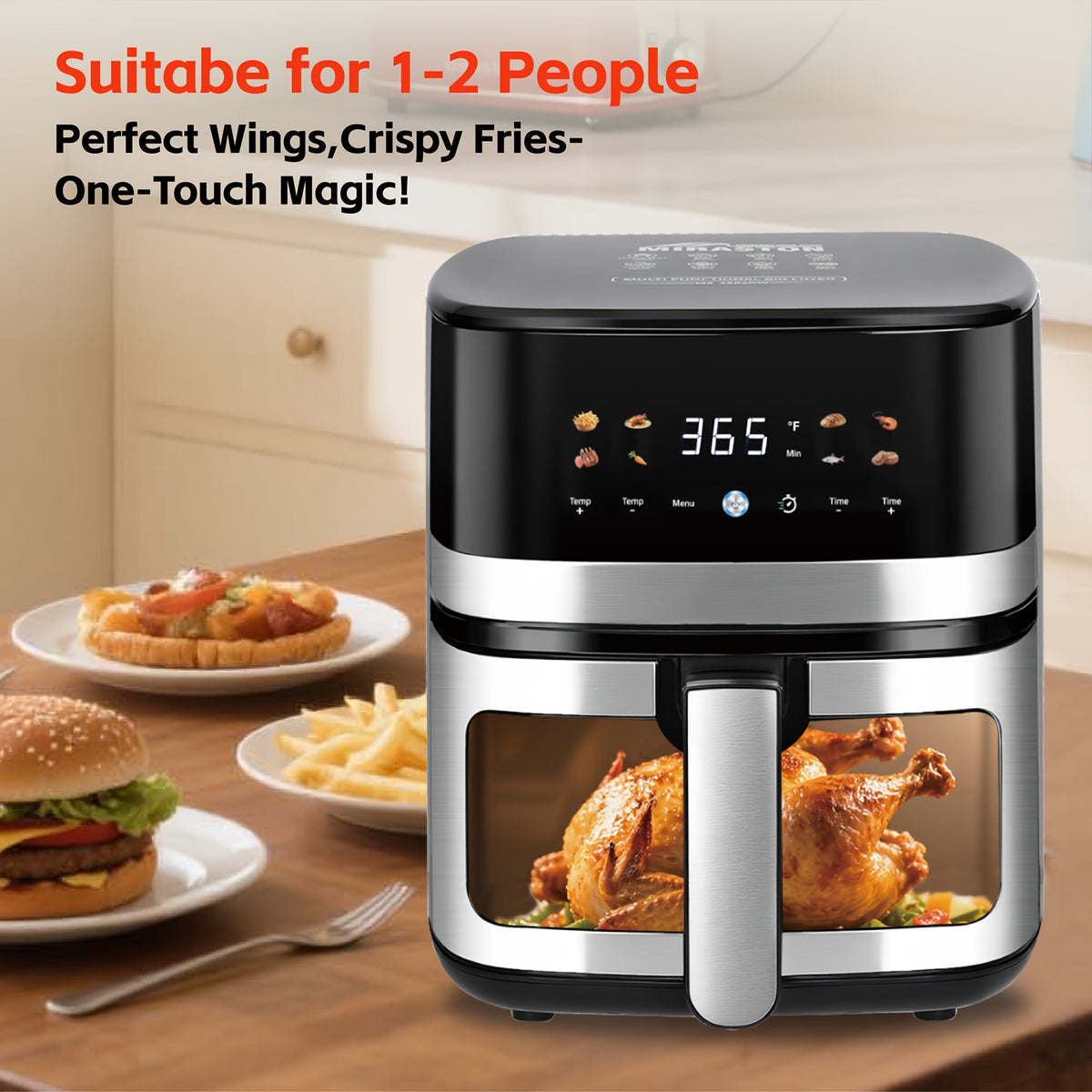 5.8Qt Air Fryer with Touchscreen Control Panel, Viewing Window, Eight Presets and 20 Paper Liners — image 8