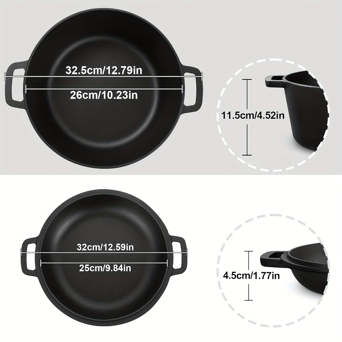 Pre-Seasoned-Labeled Cast Iron Dutch Oven with Reversible Skillet Lid, Trivet, Handle Covers and Scraper — image 8