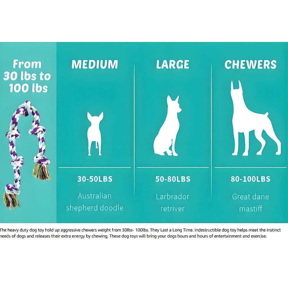 Dog Toy Six-Knot Twisted Rope Bone in Two Colorways for Tug, Fetch and Chew Play with Medium or Large Dogs — image 13