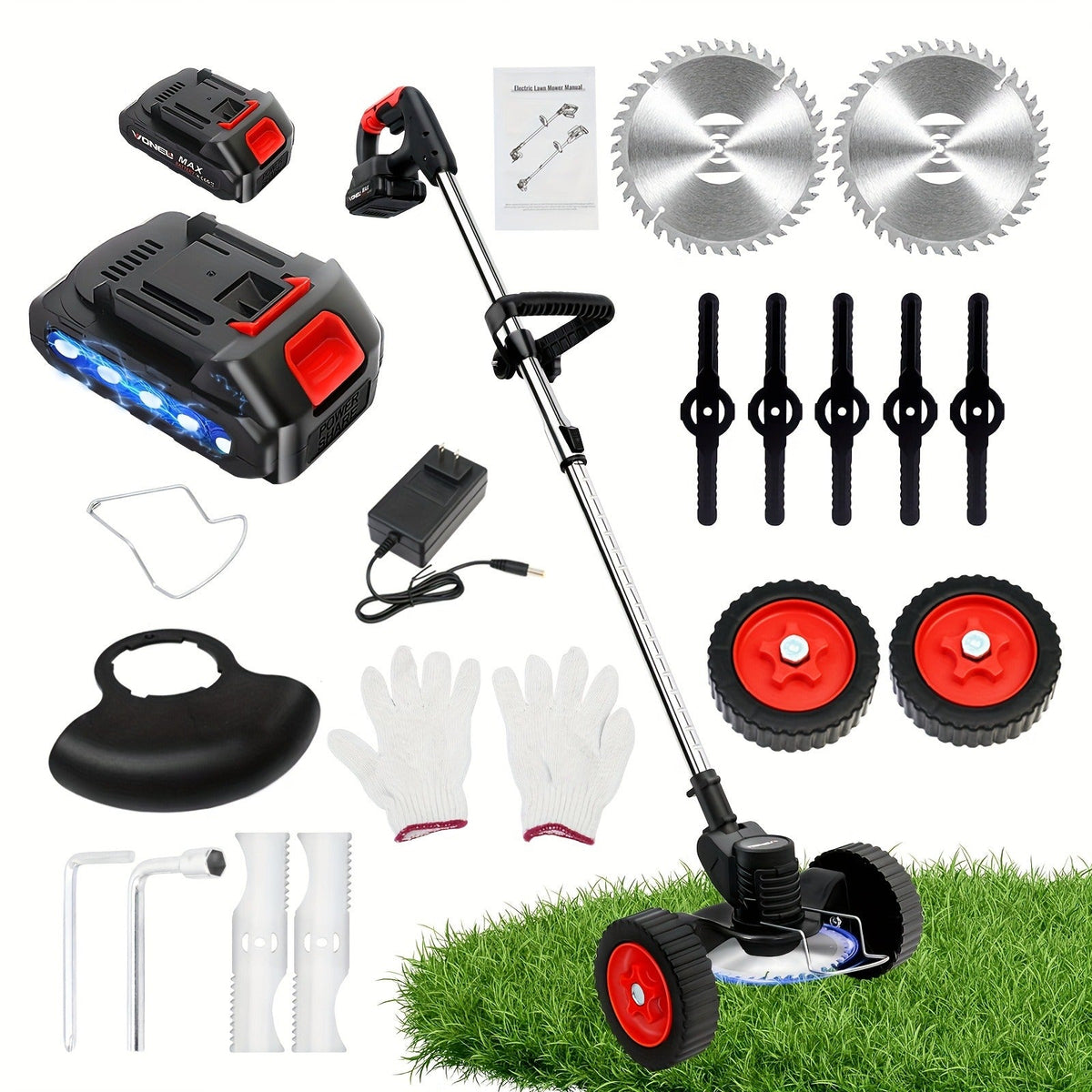 Cordless Weed Trimmer & Edger, 21V 3-in-1 Brush Cutter with 2 Batteries, Adjustable Head for Lawn — image 6