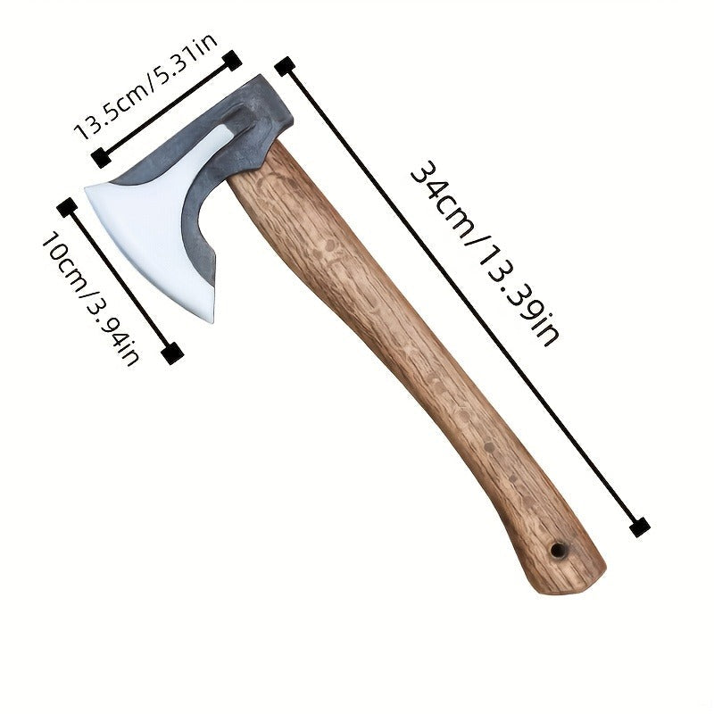 Splitting Axe Forged Carbon Steel 15.6-Inch with Handcrafted Wooden Grip, Professional Backyard Hatchet for Wood Chopping — i