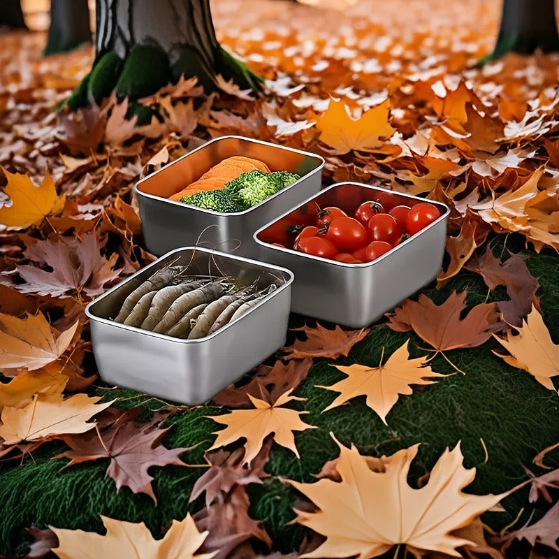 Food Storage Containers with Lids, Six-Piece Stainless Steel Square Set with Fitted Lids and Nested Storage Design — image 8