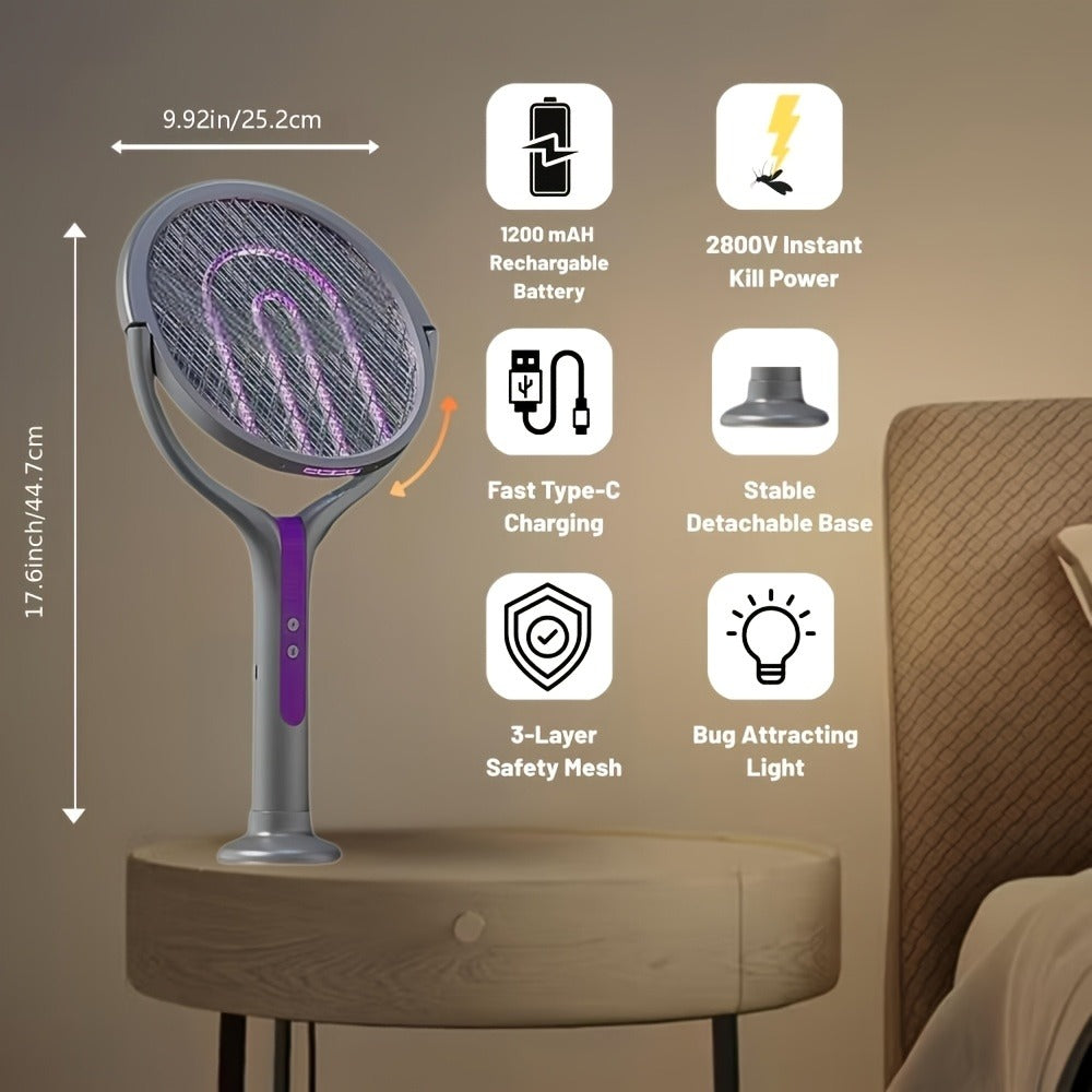 2-in-1 Mosquito Trap Lamp & Retractable Electric Fly Swatter Racket, USB Rechargeable Base — image 7