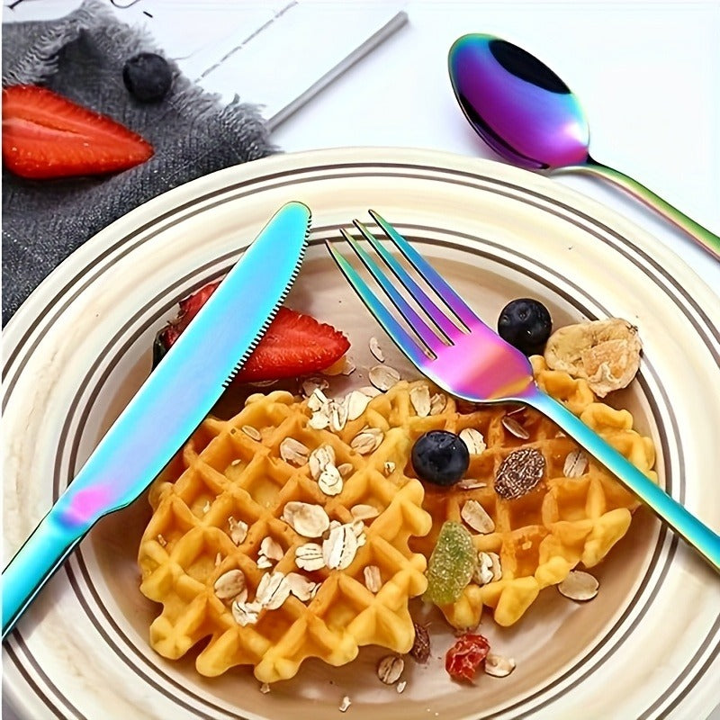 60-Piece Rainbow Flatware Set with Five Utensil Forms in Twelve-Piece Rows for Complete Table Settings — image 8
