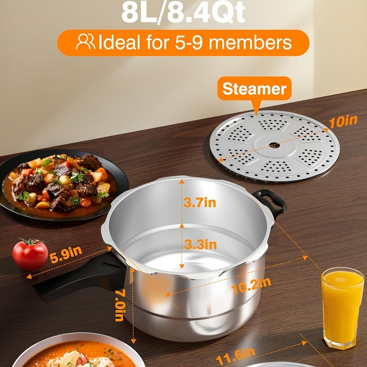 Pressure Cooker Aluminum with Canner Rack, Large 6QT 8QT 10QT Pressure Canner for Home Canning — image 10