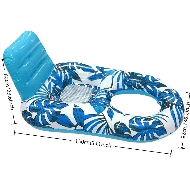 Two-Piece Inflatable Pool Lounge Float Set, 59.1 x 36.2 Inches Each with Backrests and Dual Cup Holders — image 8