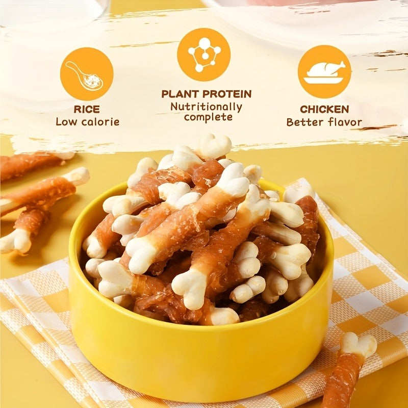 Dog Treats Chicken or Duck Wrapped Bone-Shaped Biscuits in Two-Pack Flavor Options for Reward Use — image 2