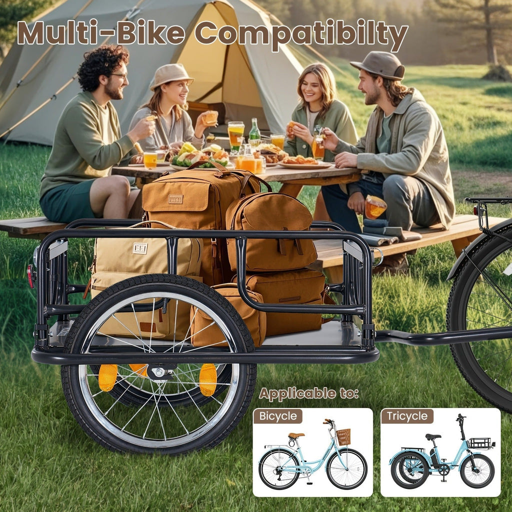Foldable Bike Cargo Trailer, Bicycle Wagon Cart 176 Lbs Capacity, 16" Wheels, Reinforced Steel — image 8
