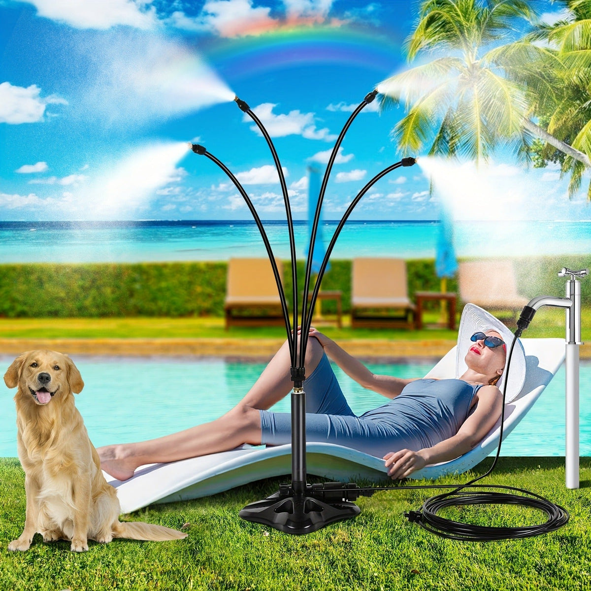 Outdoor Misting System Portable 26.5Ft Mist Cooling Kit with Adjustable Stand for Patio Garden BBQ — image 9