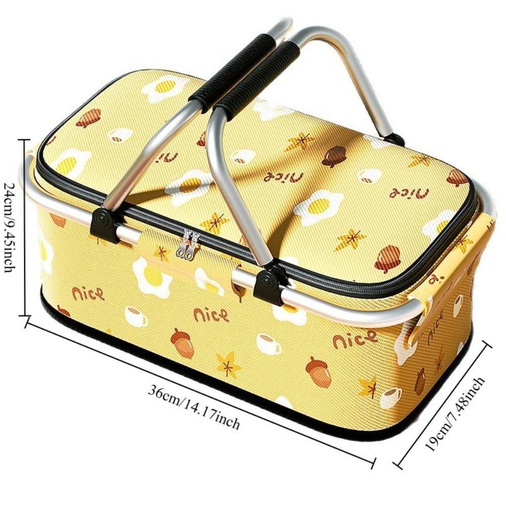 Insulated Picnic Box with Aluminum Frame – Collapsible Thermal Camping Storage Basket for Outdoor Picnic, BBQ — image 11