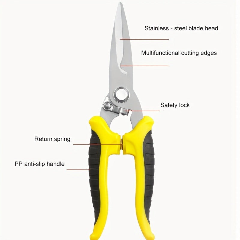 Pruning Shears 6-Piece Set, Stainless Steel Garden Scissors Anti-Slip Handle, Fruit Picking Lawn Bonsai Branch Cutting Tool G