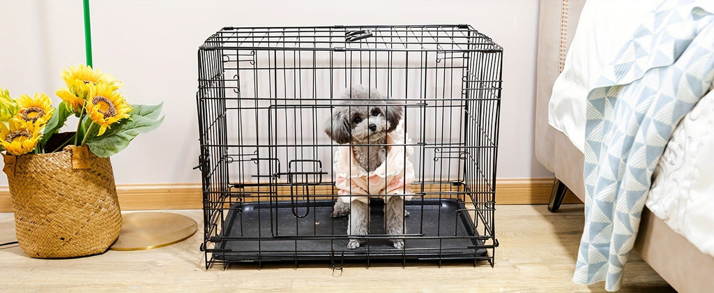 Folding Wire Dog Crate with Divider, Pull-Out Tray, Two Doors and Five Sizes from 24.41 to 48.4 Inches — image 14