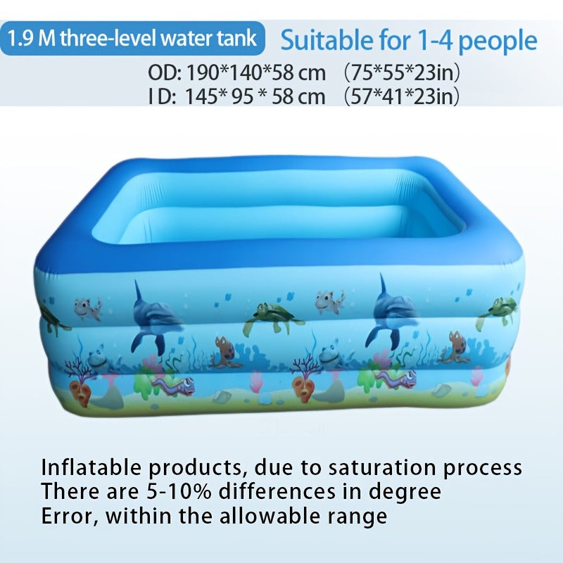 Inflatable Pool XL Extra Large Backyard Swimming Pool 3-Chamber Thick PVC Family Pool for Adults Kids Summer Outdoor Fun Mult