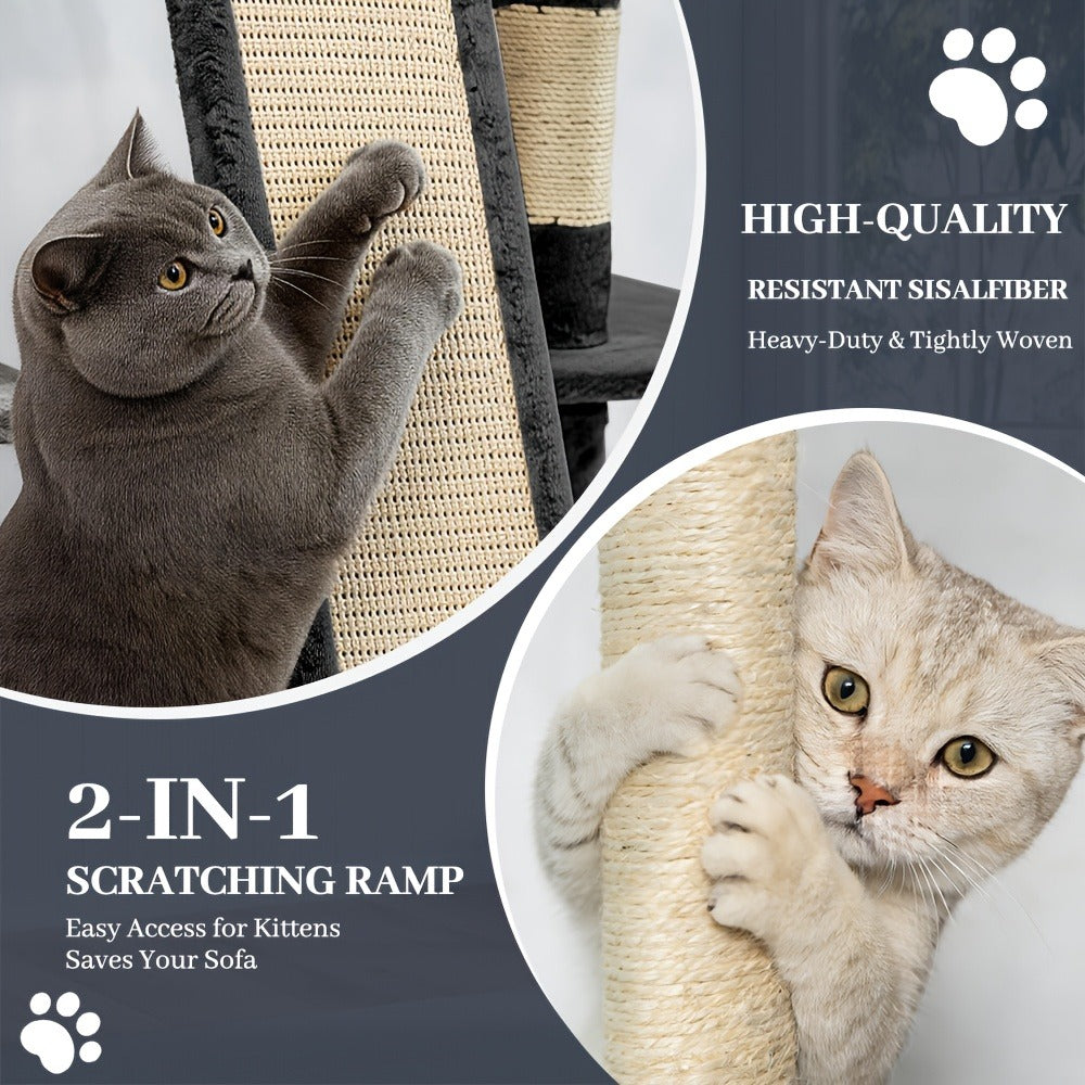 Large Multi-Level Cat Tower with Two Condos, Three Perches, Hammocks and Six Gray, Beige or Taupe Configurations — image 15