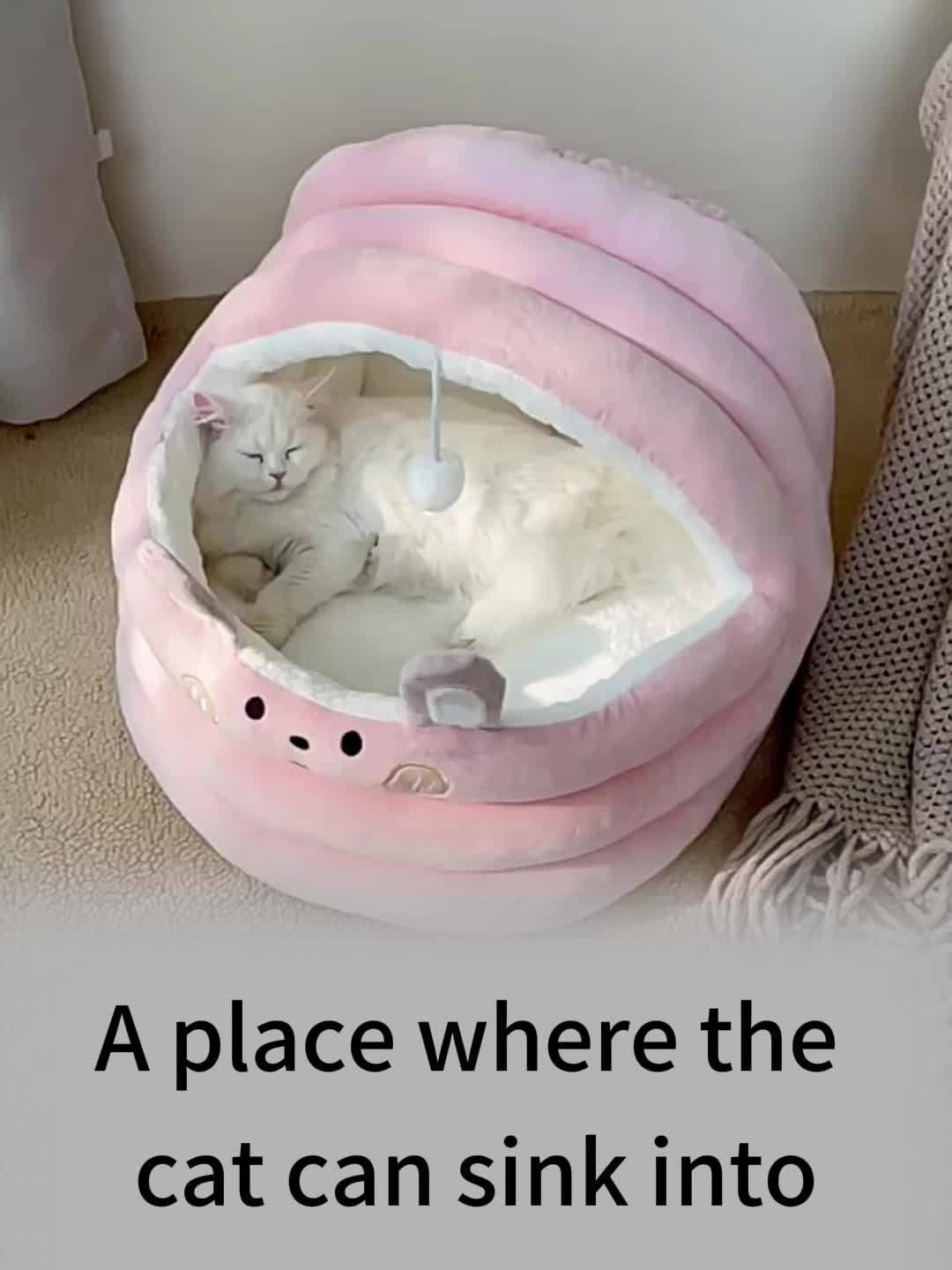Plush Cave Dog Bed with Padded Rim, Large 21.7 x 20 x 17.7-Inch Size and Three Color Options — image 2