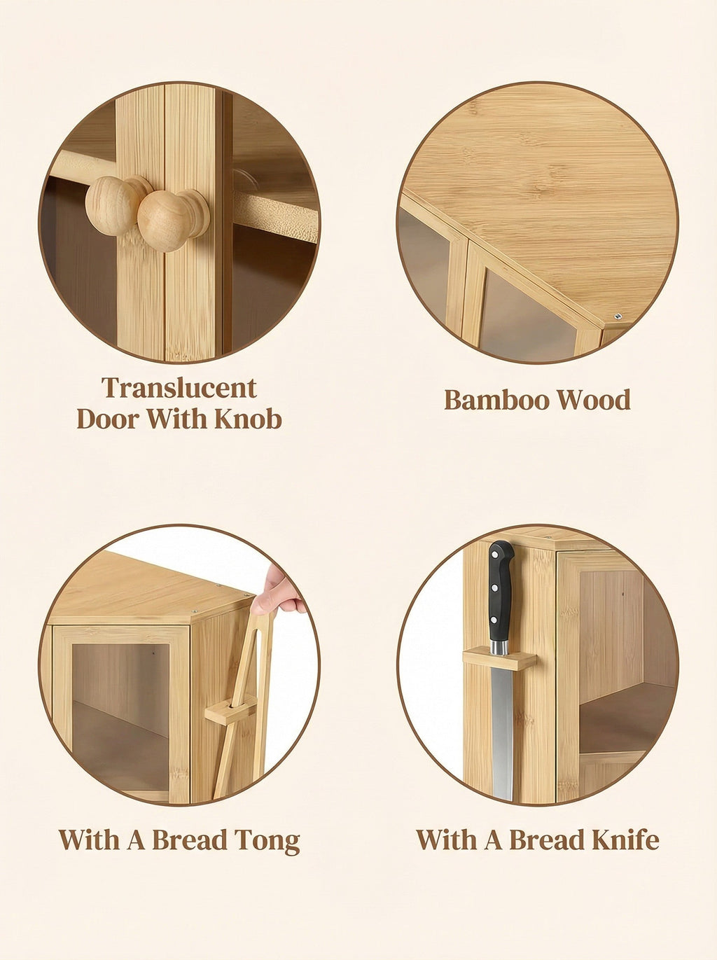 Bamboo Bread Box with Clear Doors – 2-Tier Kitchen Countertop Organizer
