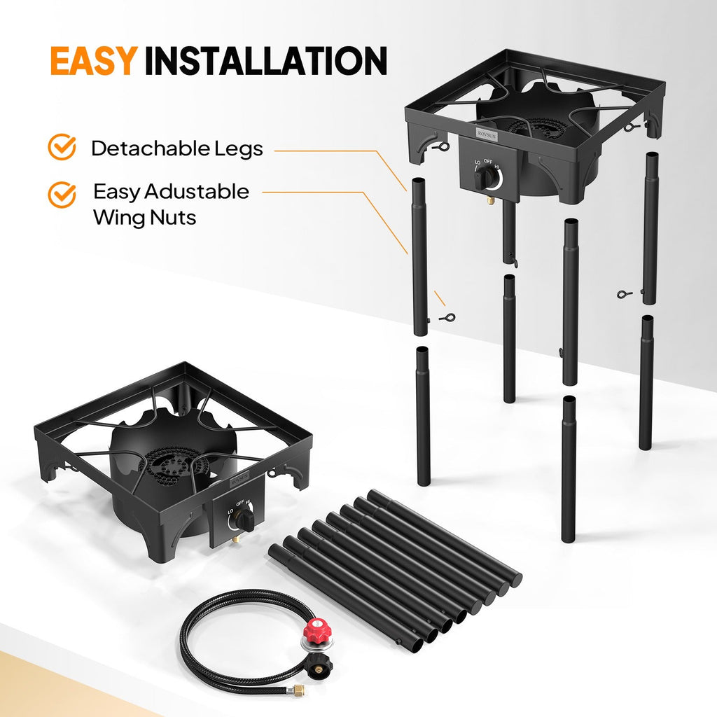 Outdoor Propane Burner Stove Cast Iron High Pressure Gas Cooker with Detachable Stand Legs — image 9