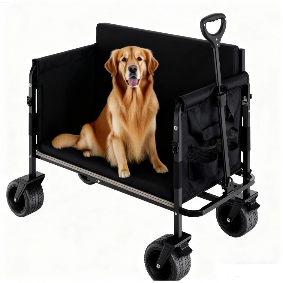 Foldable Utility Wagon Cart 550 lbs, Collapsible Outdoor Cart with Bench Seat & All-Terrain Wheels — image 9
