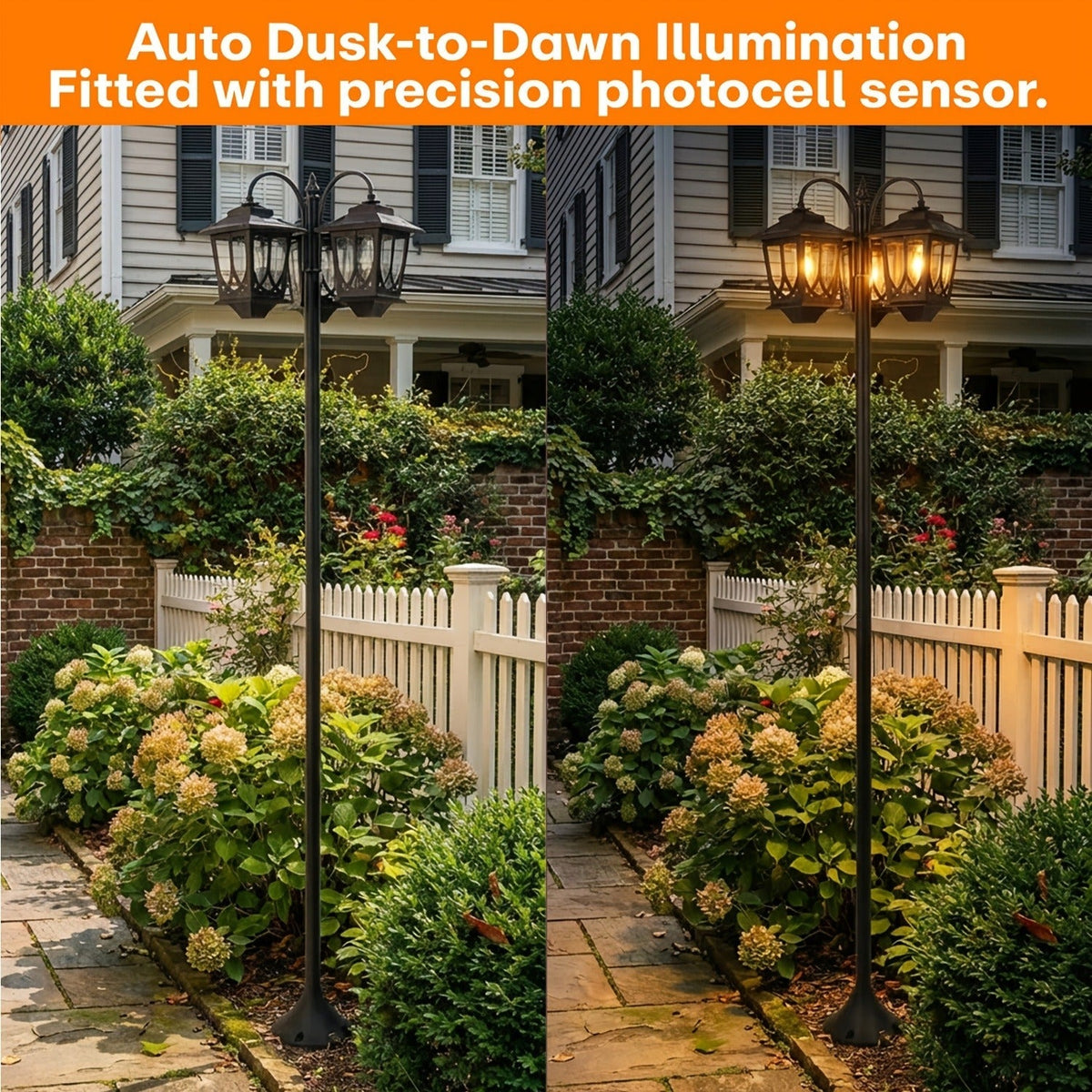 Three-Head Solar Lamp Post, Up to 73 Inches with Four Height Settings and 3000K Light Label — image 7
