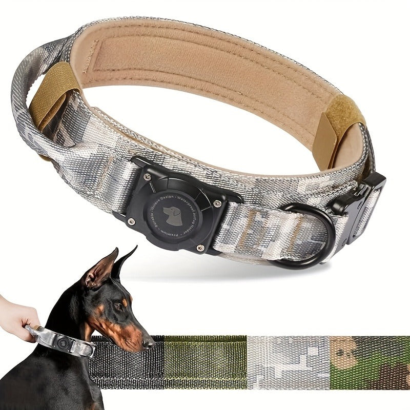 Tactical Dog Collar with Handle and Round Tracker Holder Case in Nine Colors and Sizes M to XL — image 20