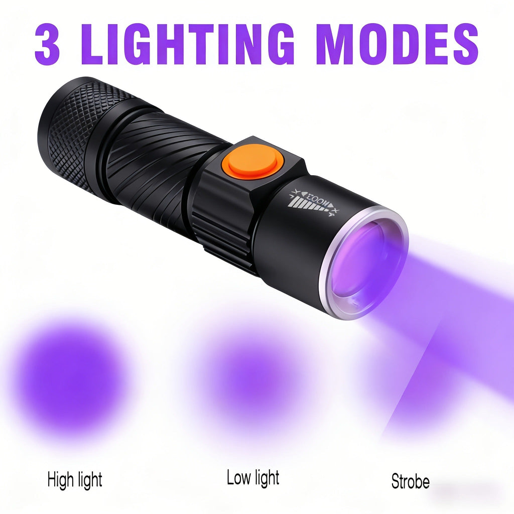 UV Flashlight Black Light 395nm USB Rechargeable - Ultraviolet Torch with 3 Modes for Pet Stain Detection — image 8