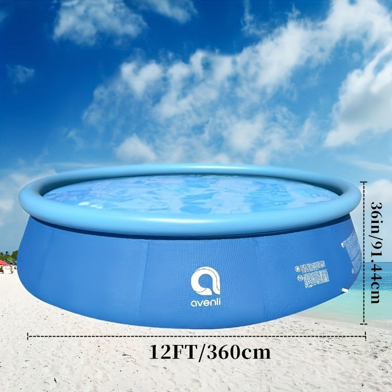 Round Inflatable Swimming Pool 10FT 12FT Circular Above Ground Family Pool Puncture-Resistant Quick for Garden, Patio and Yar
