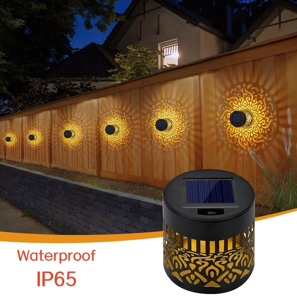 Solar Garden Lights IP65 Mandala Metal Wall Lanterns with Pattern Projection in 1/2/4 Packs for Fence Decor — image 8