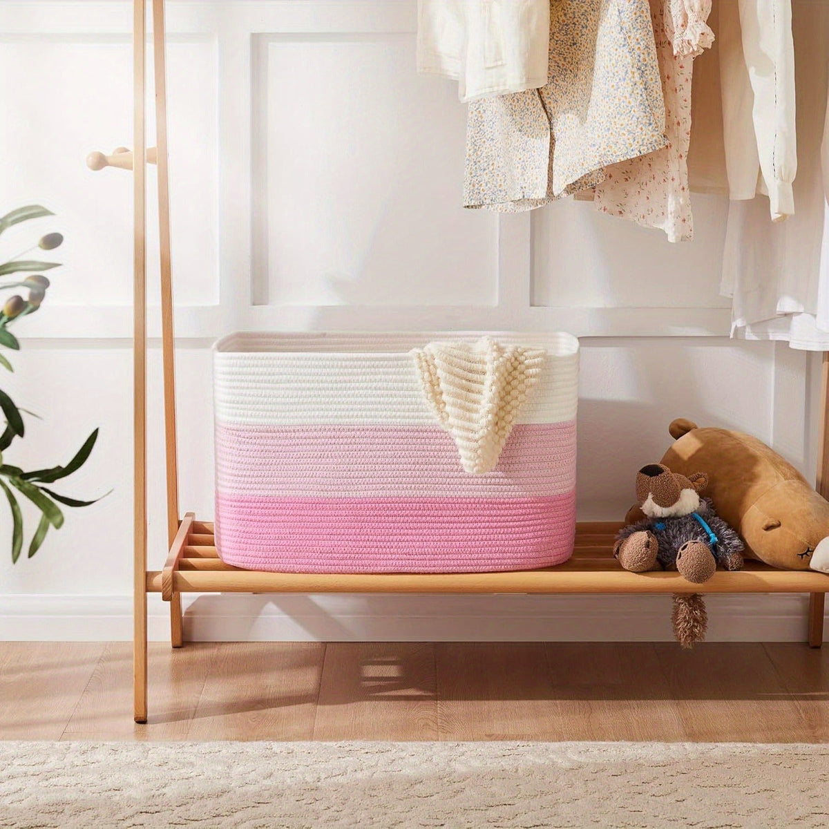 Storage Bag, Open-Top Woven Organizer in 30L, 65L or 100L with Handles and Black, Pink, Gray or Blue Options — image 11