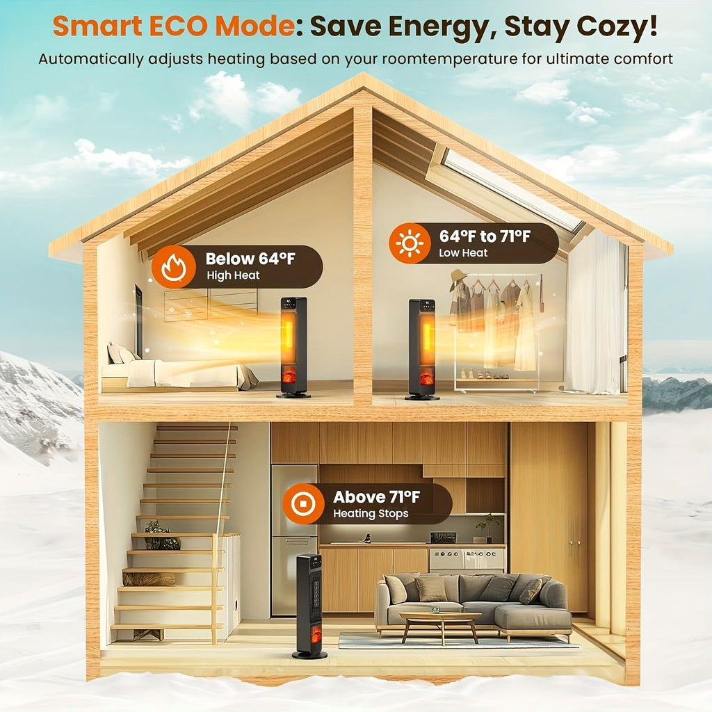 Electric Fireplace Space Heater 1500W, Portable Indoor Heater with 3D Flame Effect, 12H Timer, Heating & Fan Modes for Home &