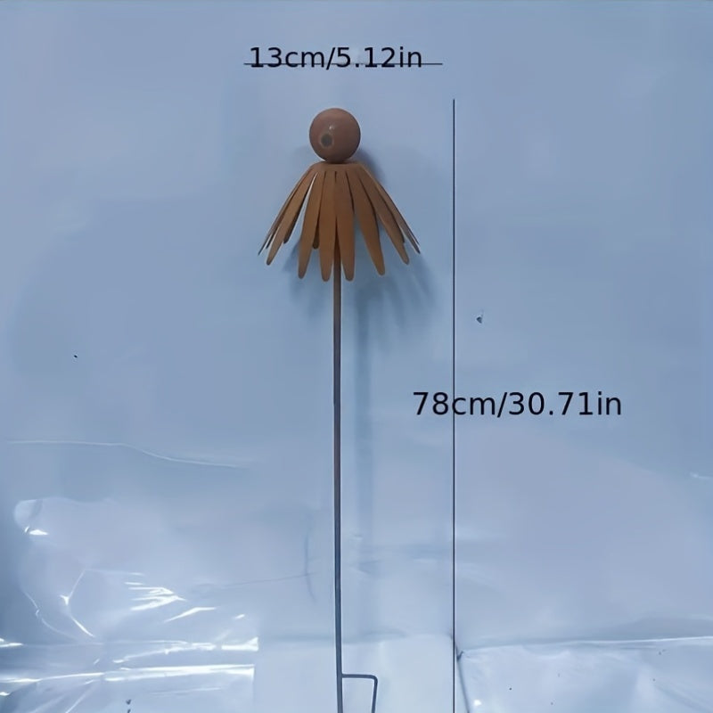 Rustic Iron Coneflower Garden Stake with 78 cm Stem, 13 cm Bloom and Ground Insert for Pots and Borders — image 4