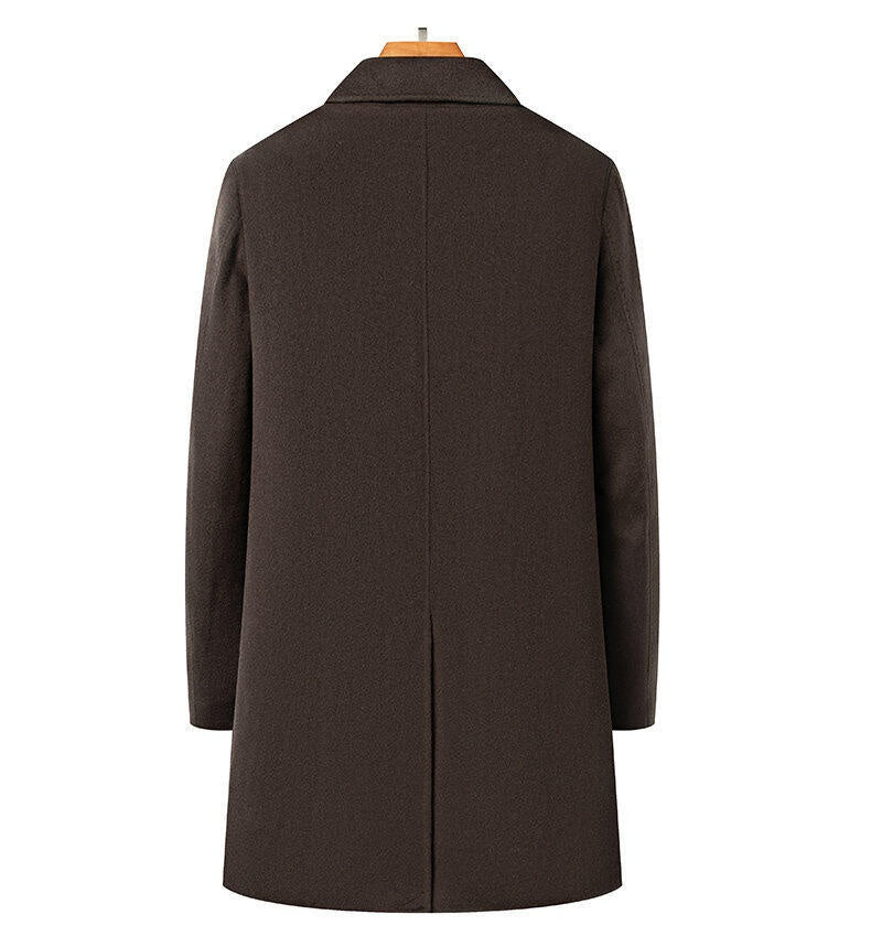 Arrival Long Double-Faced Wool Coat With Detachable Goose Down Lining And Double-Breasted Design