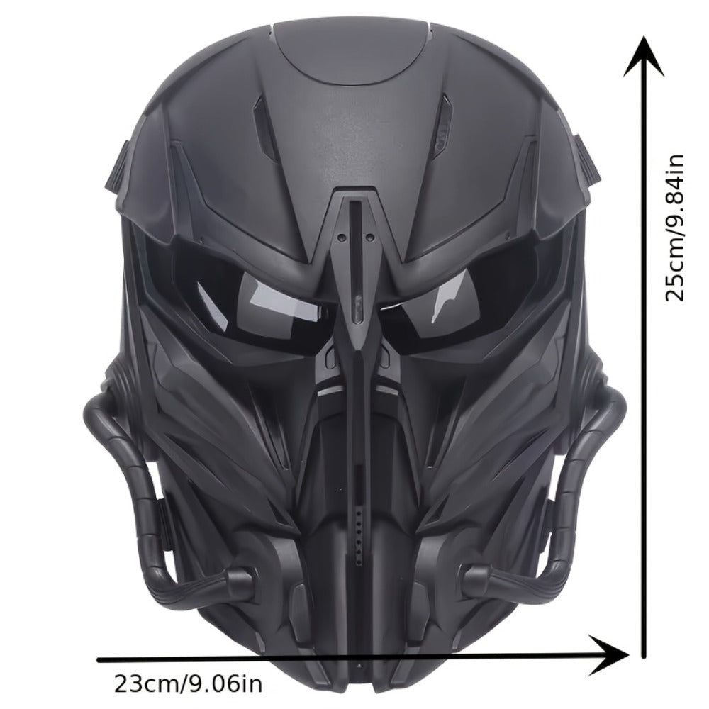 Black Mechanical Costume Mask with Sculpted Lower-Face Panel, Dark Eye Visor and Side Vent Details — image 7