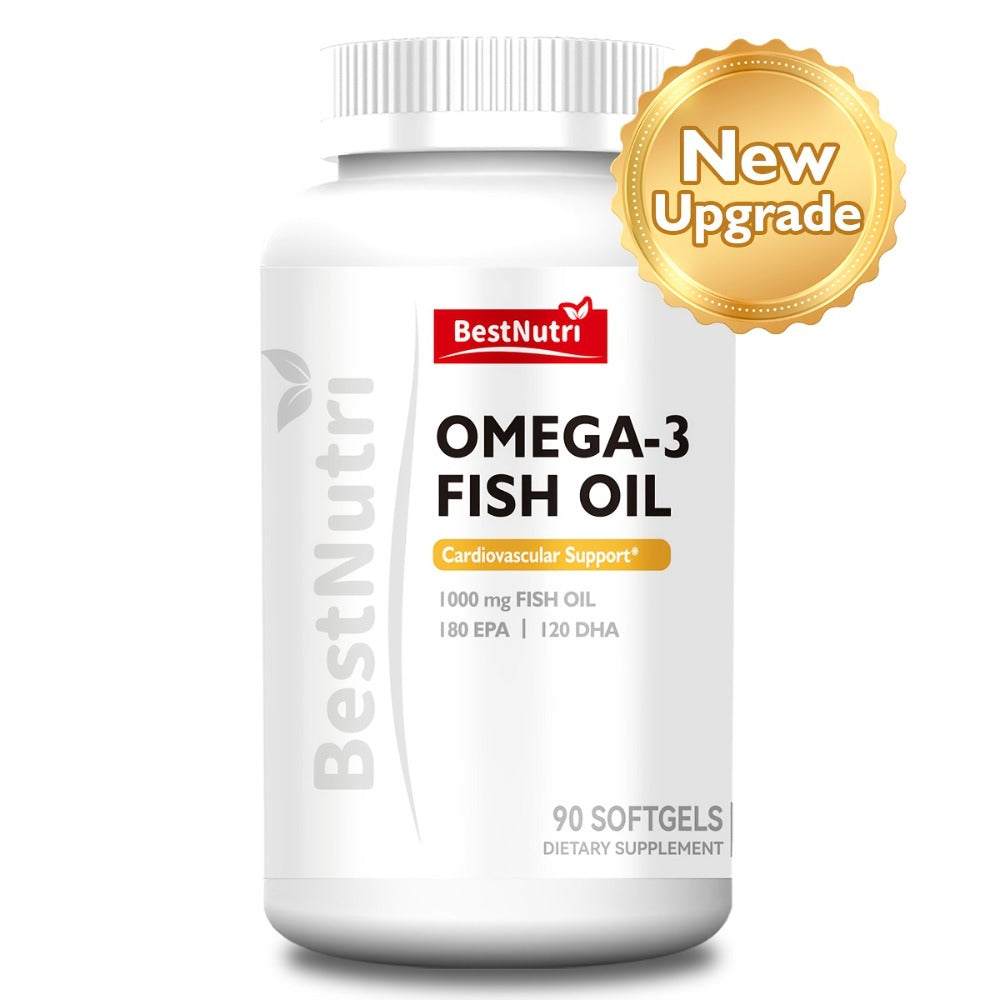 Omega-3 Fish Oil 2000mg Softgels with EPA & DHA, Cold-Extracted CGMP, Brain Vitality Heart Health Anti-Inflammatory Support —